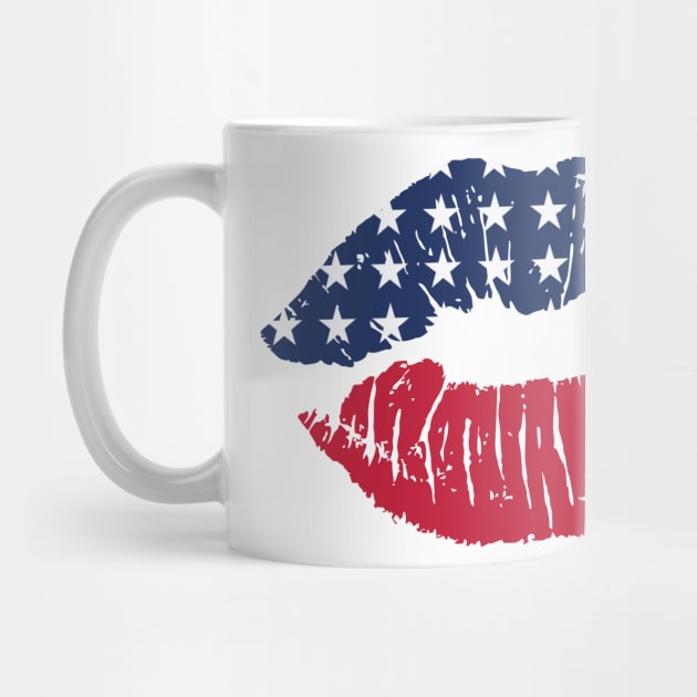 Red White Blue Lips Independence Day Patriotic Family by BeyondThat